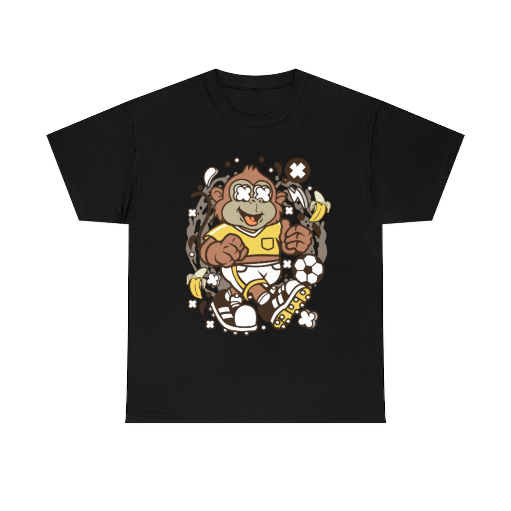 Cartoon Mad Monkey Soccer - Unisex Heavy Cotton Tee