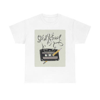 Retro - Old School Cassette Tape and Pencil - Unisex Heavy Cotton Tee