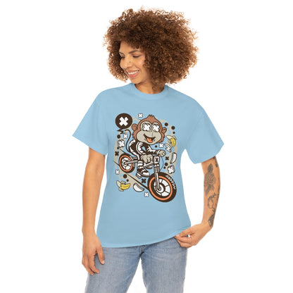 Cartoon Mad Monkey BMX - Unisex Heavy Cotton Tee