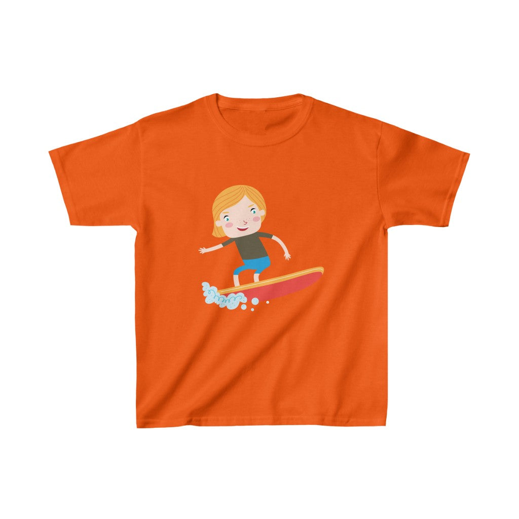 Cartoon Kid Surfing - Kids Heavy Cotton™ Tee