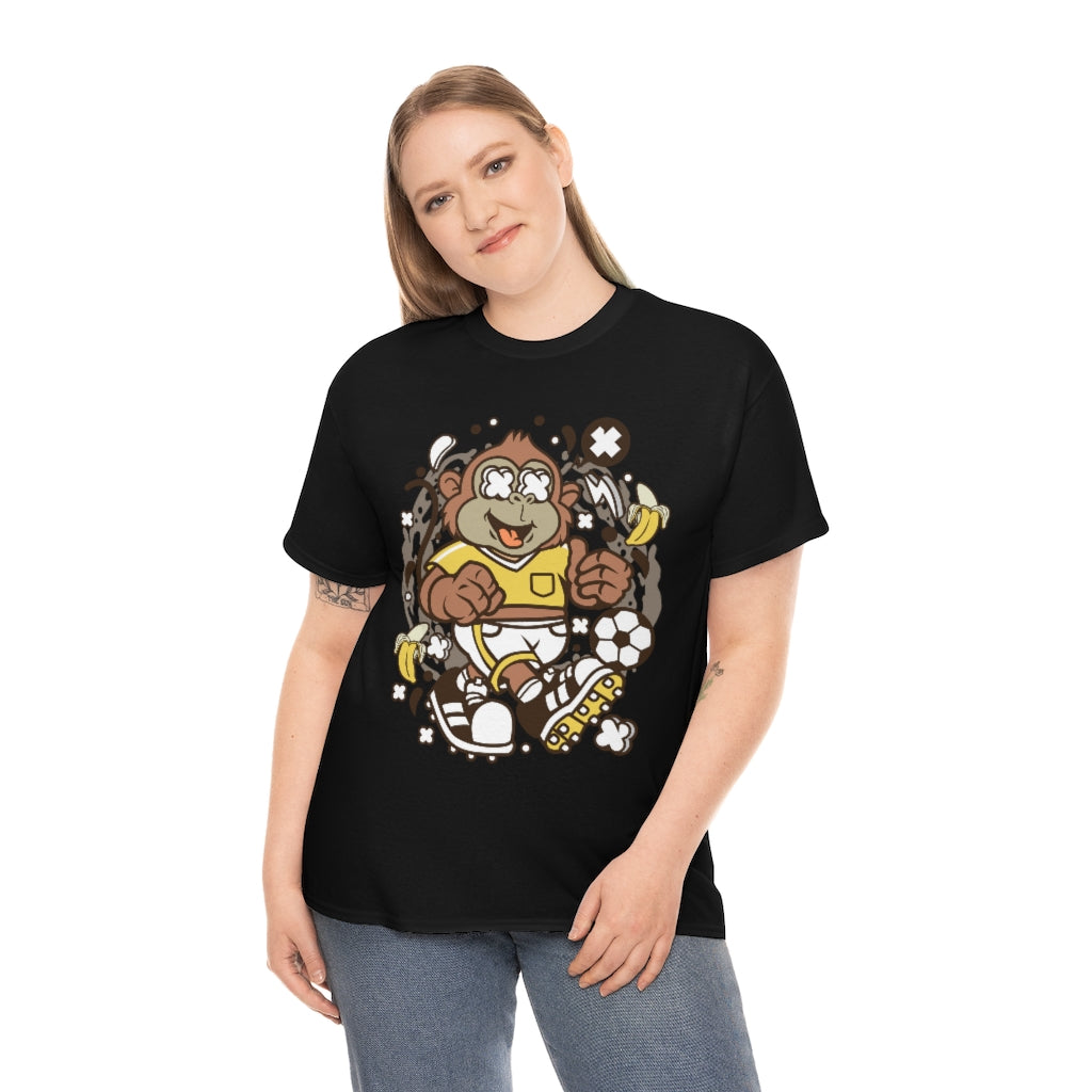 Cartoon Mad Monkey Soccer - Unisex Heavy Cotton Tee