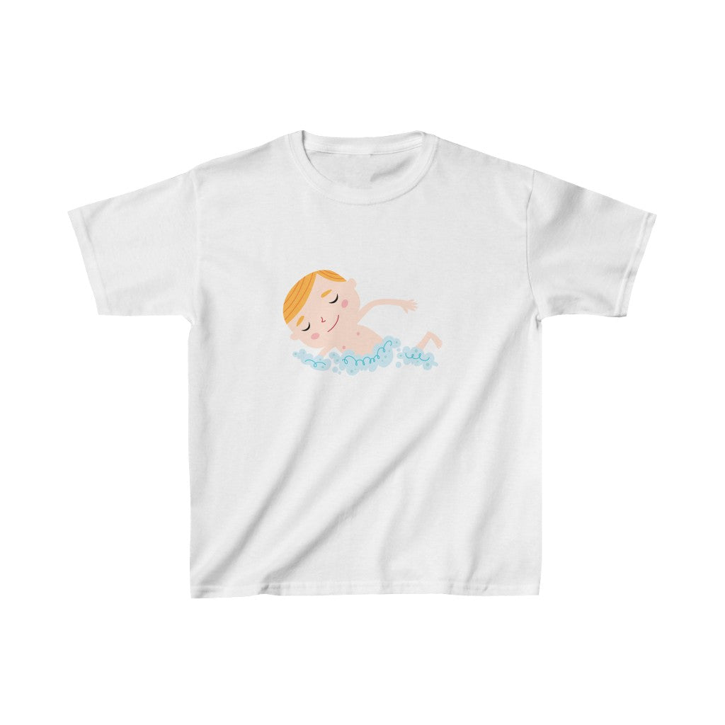 Cartoon Boy Swimming - Kids Heavy Cotton™ Tee