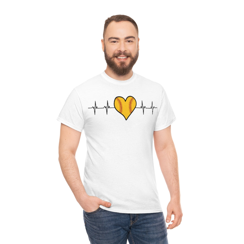 Softball Heartbeat - Unisex Cotton Tee