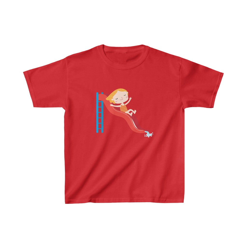 Cartoon Girl on Waterslide - Kids Heavy Cotton™ Tee