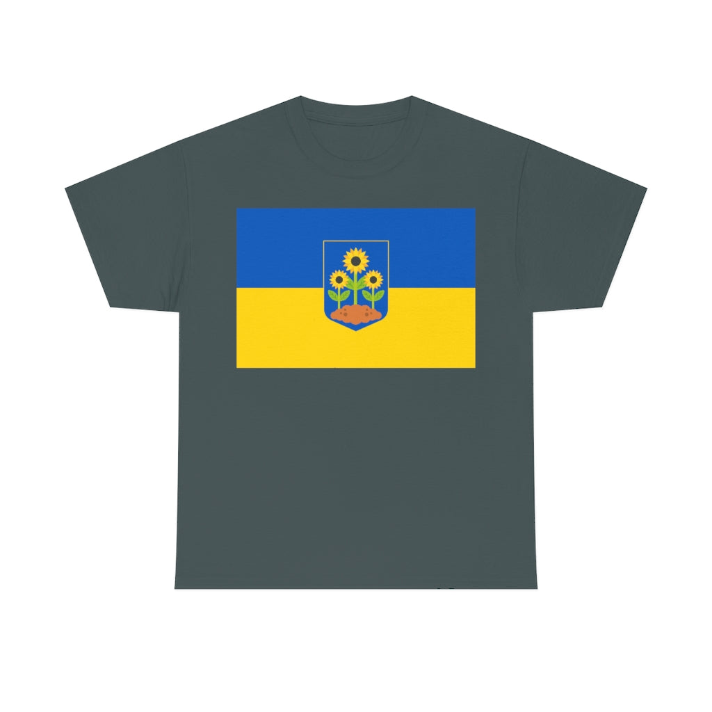 Ukrainian Flag - Sunflower Trident - Unisex Heavy Cotton Tee