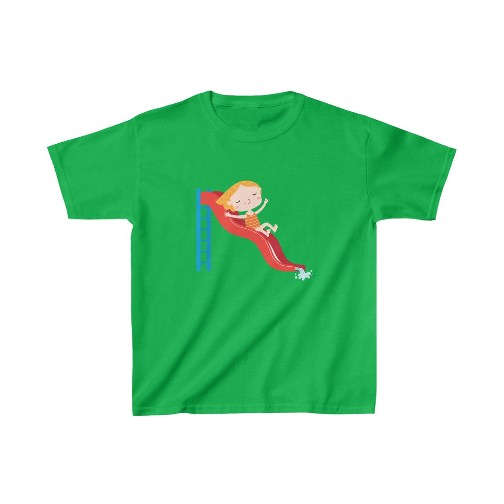 Cartoon Girl on Waterslide - Kids Heavy Cotton™ Tee