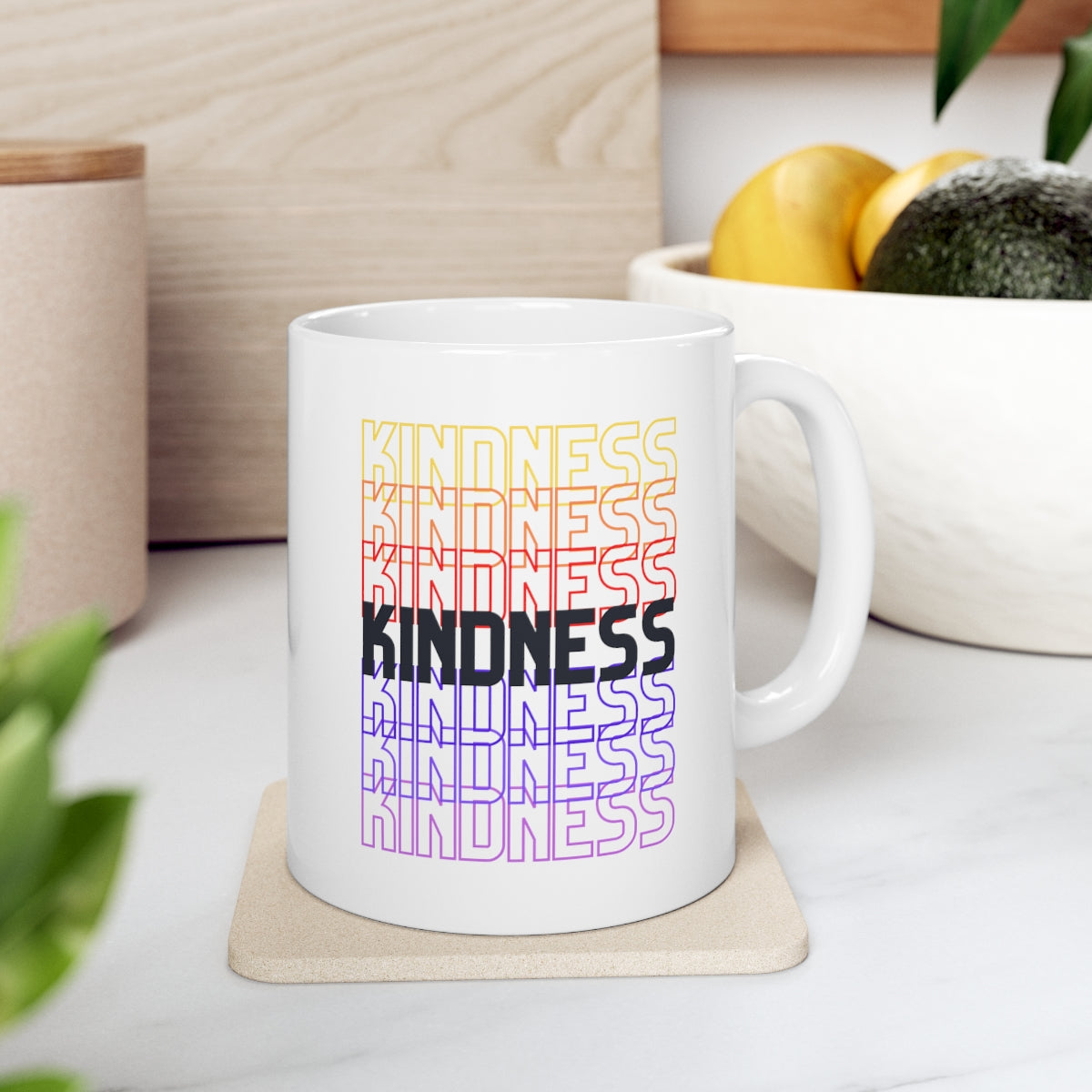 Kindness - Rainbow Words - Ceramic Mug 11oz