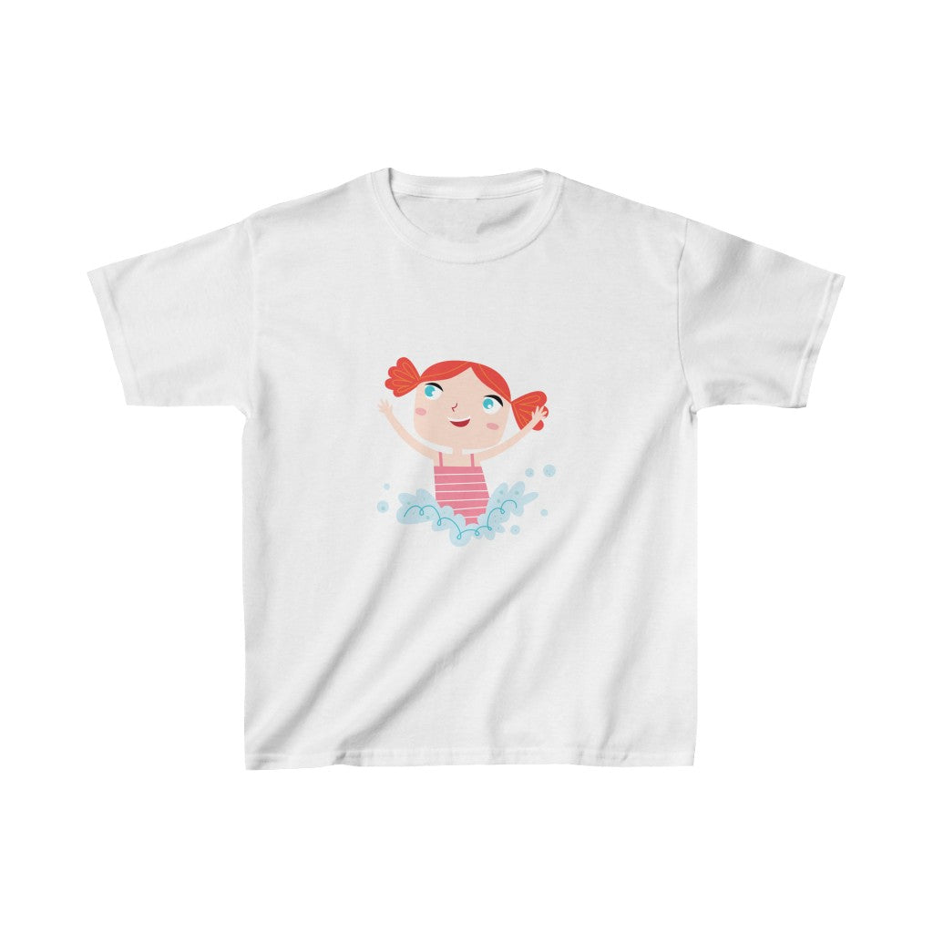 Cartoon Girl Playing in the Water - Kids Heavy Cotton™ Tee