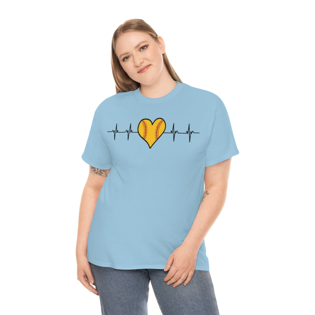 Softball Heartbeat - Unisex Cotton Tee