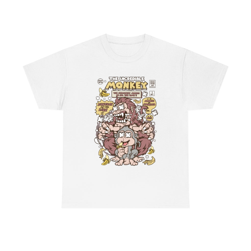 Cartoon Mad Monkey Comic Book Cover - Unisex Heavy Cotton Tee