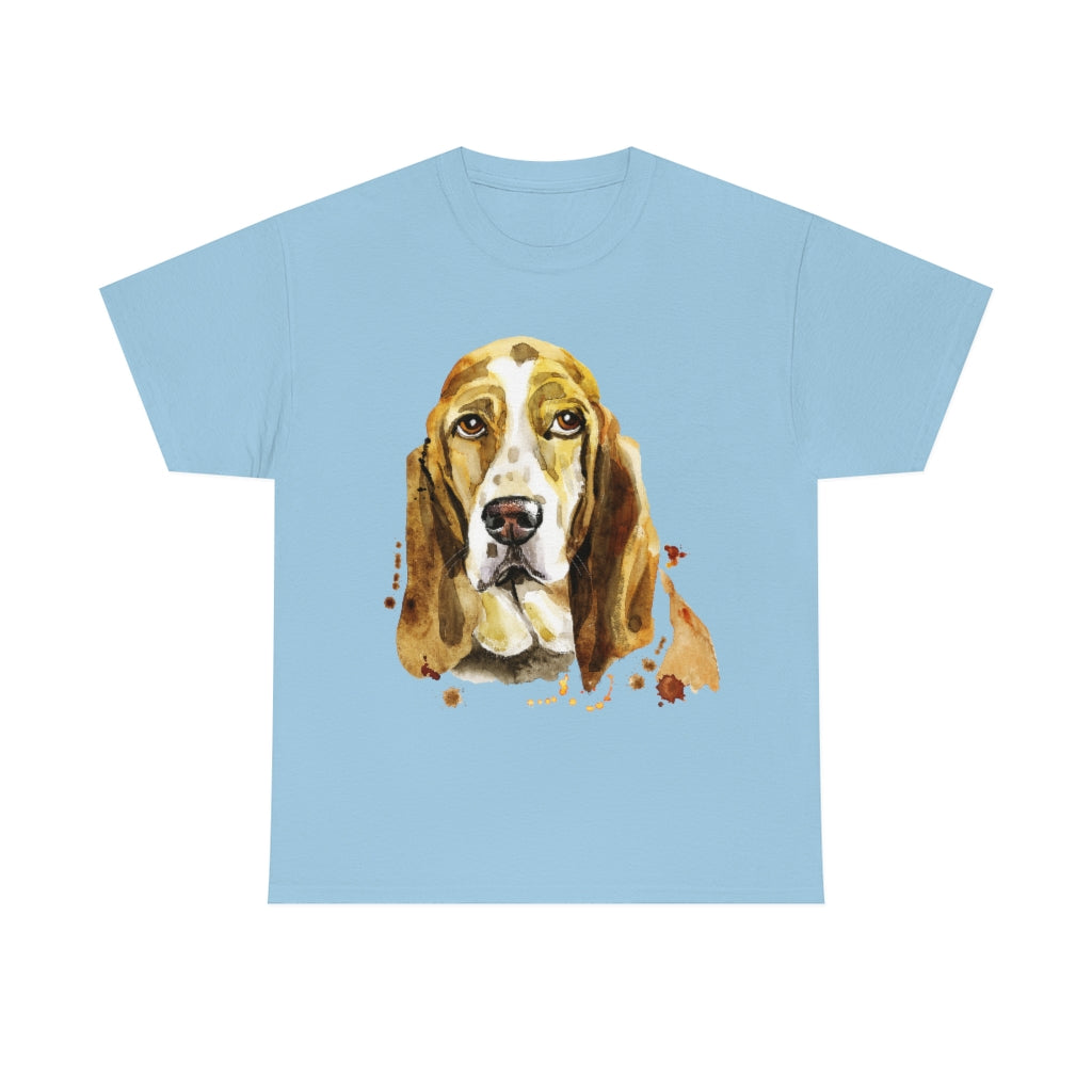 Bassett Hound Dog Portrait - Water color - Unisex Heavy Cotton Tee