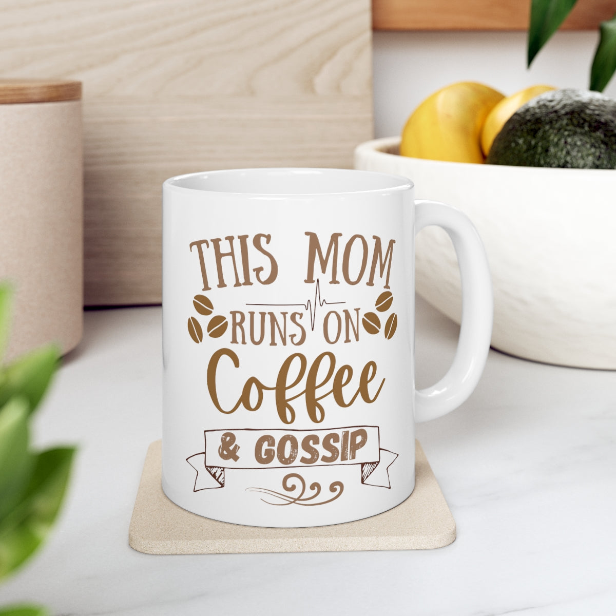 Mom Runs on Coffee and Gossip! - Ceramic Mug 11oz