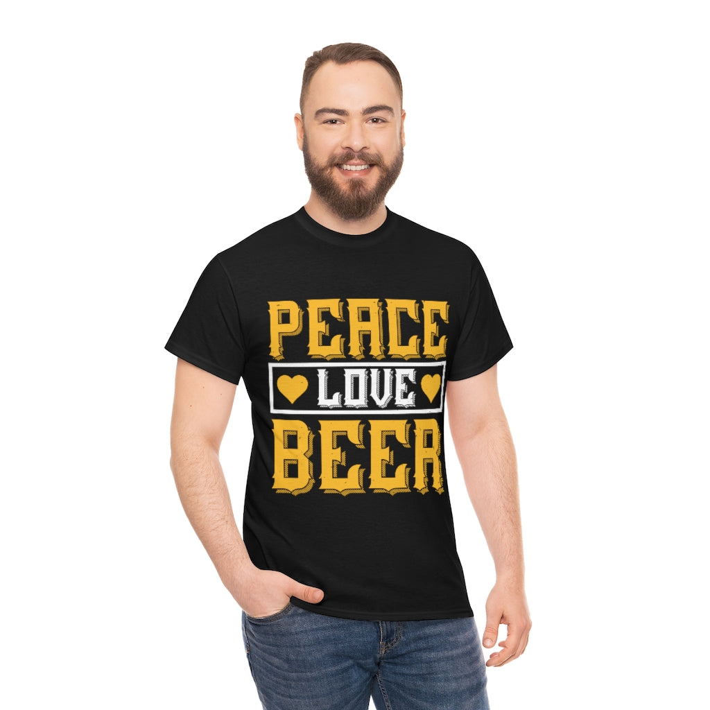 Peace, Love, Beer - Unisex Heavy Cotton Tee