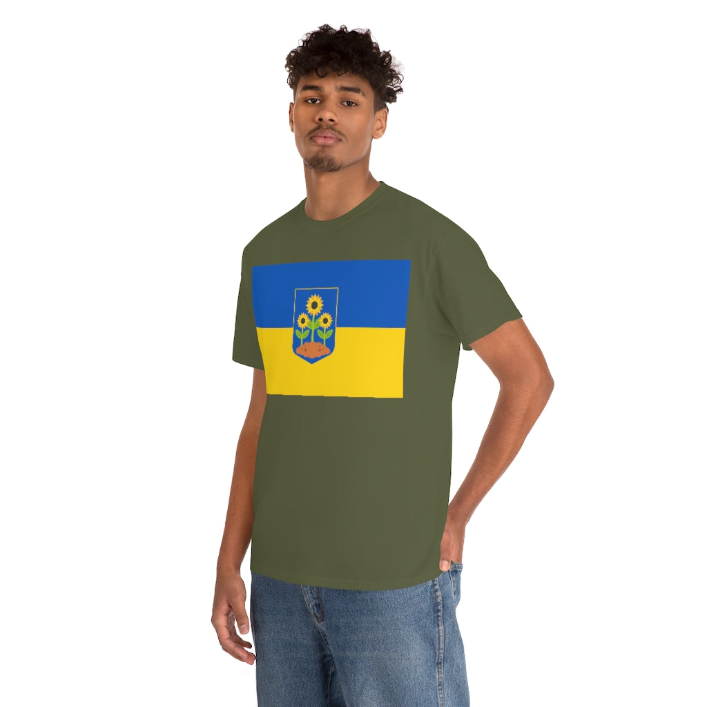 Ukrainian Flag - Sunflower Trident - Unisex Heavy Cotton Tee