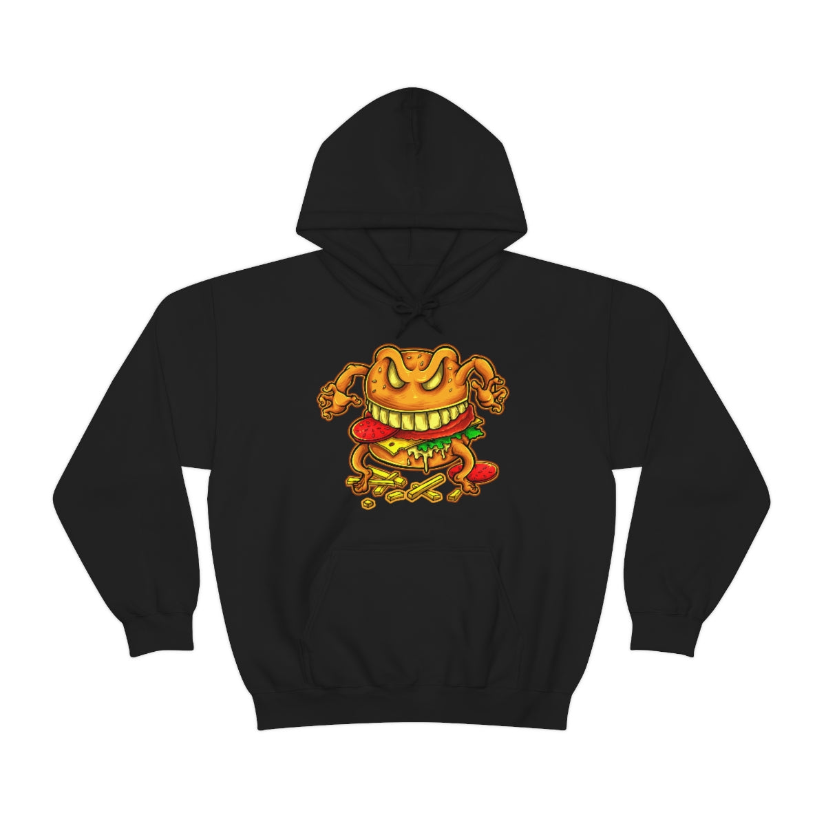 Cartoon Art - Evil Deluxe Cheese Burger - Unisex Heavy Blend™ Hooded Sweatshirt