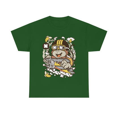 Cartoon Mad Monkey Pilot - Unisex Heavy Cotton Tee