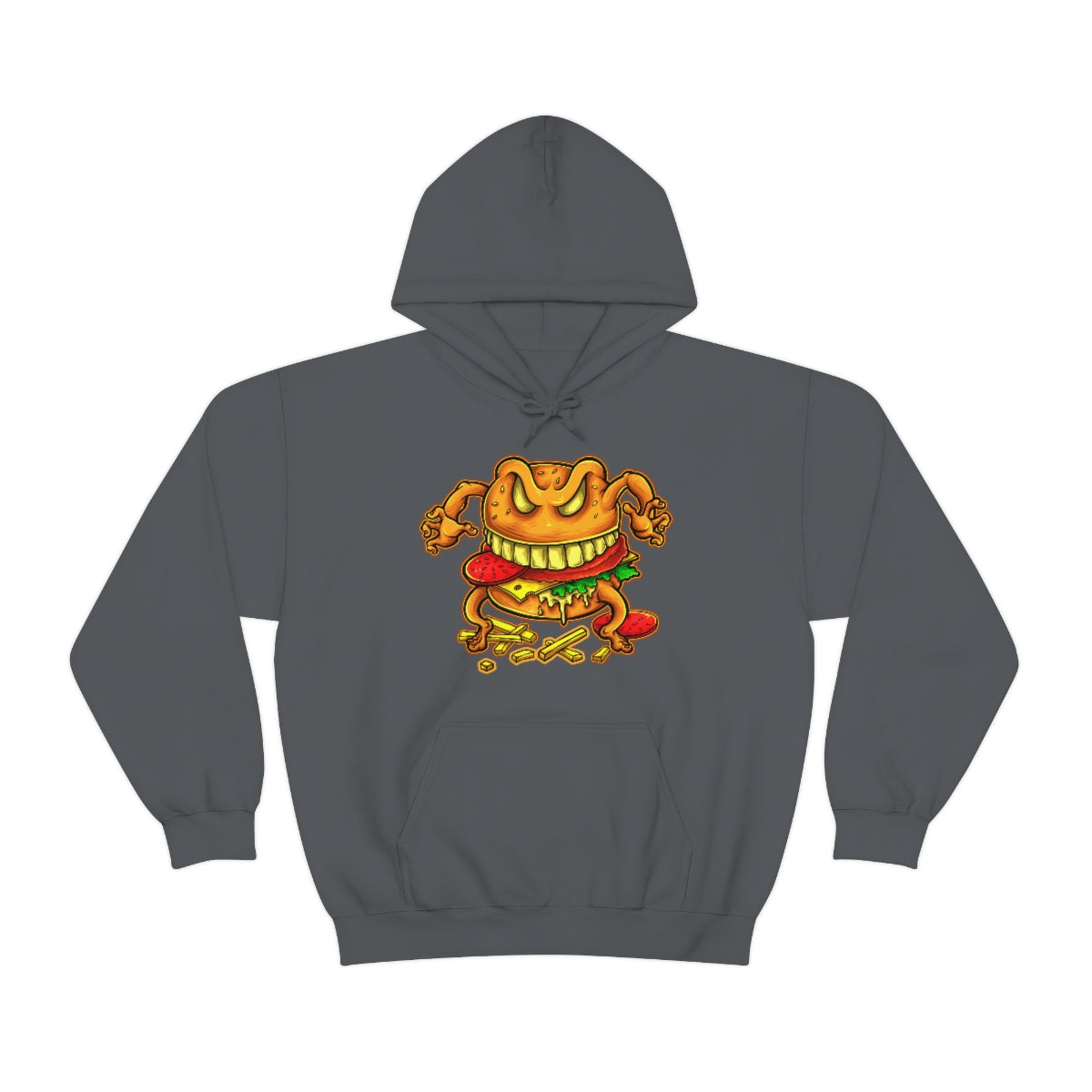 Cartoon Art - Evil Deluxe Cheese Burger - Unisex Heavy Blend™ Hooded Sweatshirt