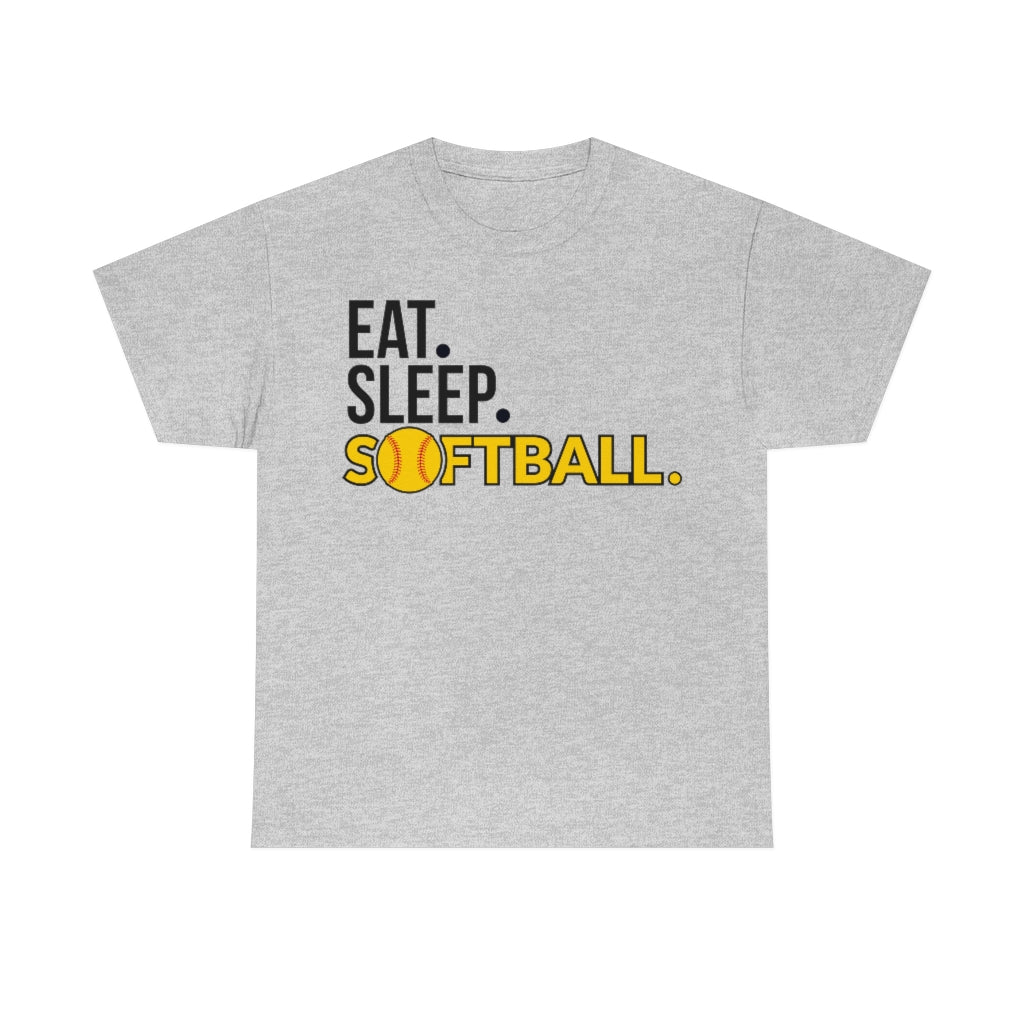 Eat Sleep Softball - Ball motif - Unisex Heavy Cotton Tee