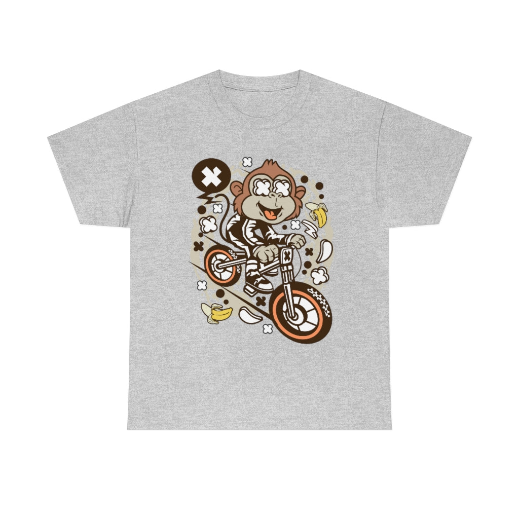 Cartoon Mad Monkey BMX - Unisex Heavy Cotton Tee