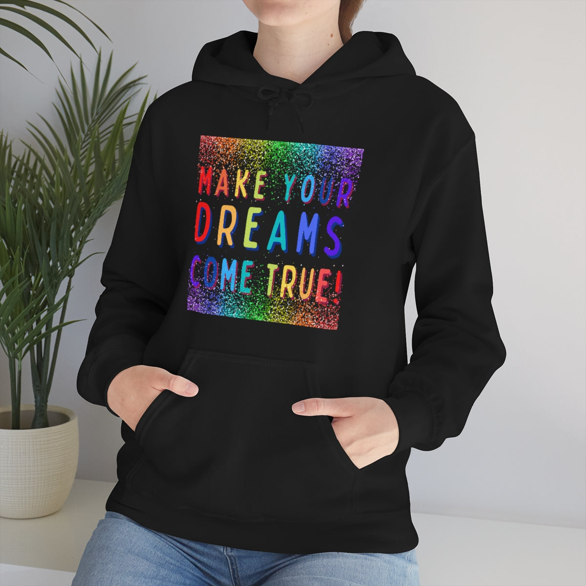 Make Your Dreams Come True - Rainbow Rain -Unisex Heavy Blend™ Hooded Sweatshirt