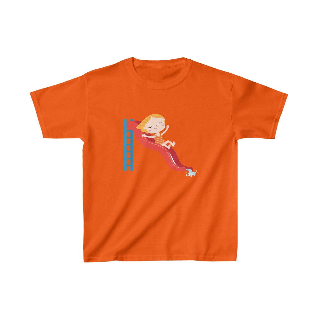 Cartoon Girl on Waterslide - Kids Heavy Cotton™ Tee