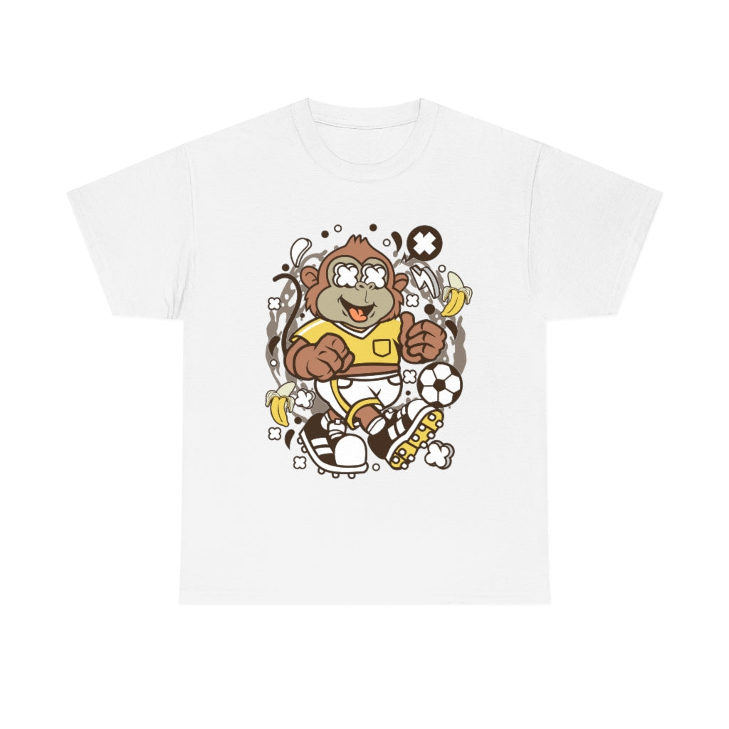 Cartoon Mad Monkey Soccer - Unisex Heavy Cotton Tee