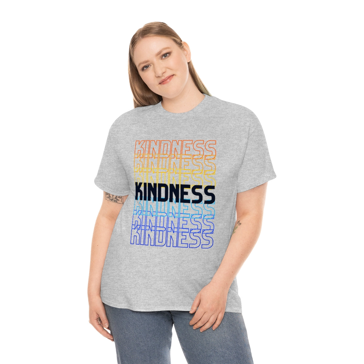 KINDNESS - repeating rainbow - Unisex Heavy Cotton Tee