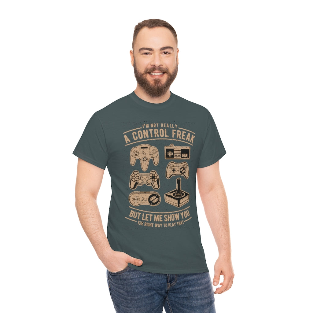 Distressed Retro - Game Control Freak - Unisex Heavy Cotton Tee