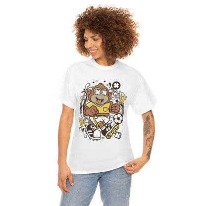 Cartoon Mad Monkey Soccer - Unisex Heavy Cotton Tee