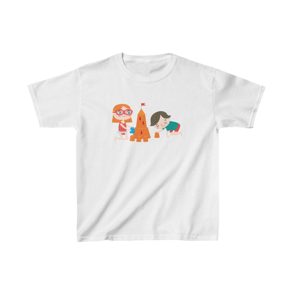 Cartoon Kids & Sandcastle - Kids Heavy Cotton™ Tee