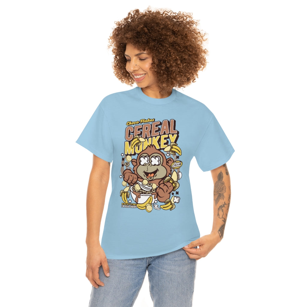 Cartoon Mad Monkey Cereal - Unisex Heavy Cotton Tee