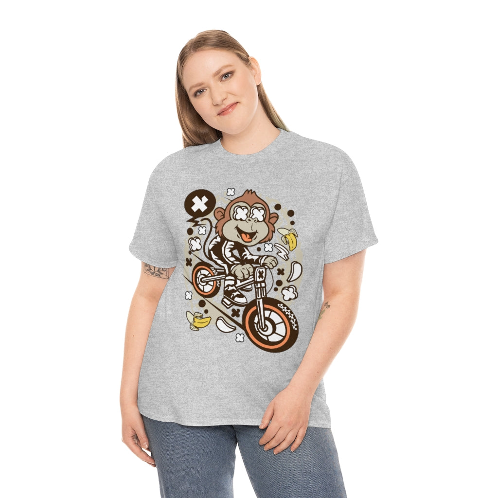 Cartoon Mad Monkey BMX - Unisex Heavy Cotton Tee