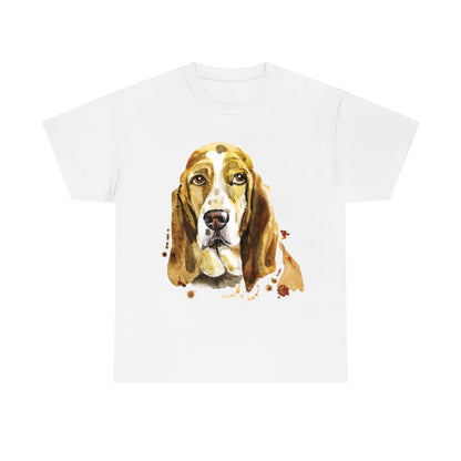 Bassett Hound Dog Portrait - Water color - Unisex Heavy Cotton Tee