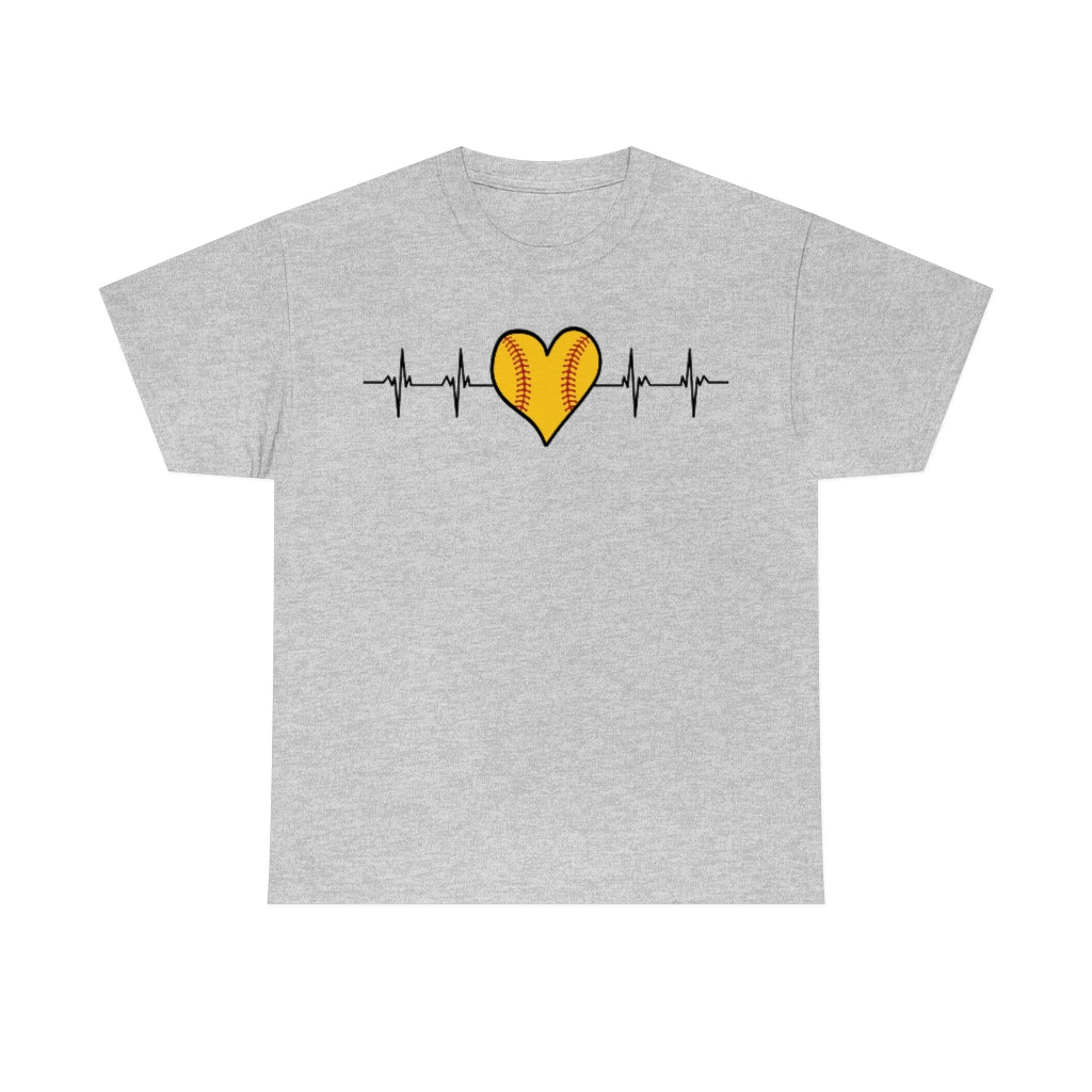 Softball Heartbeat - Unisex Cotton Tee