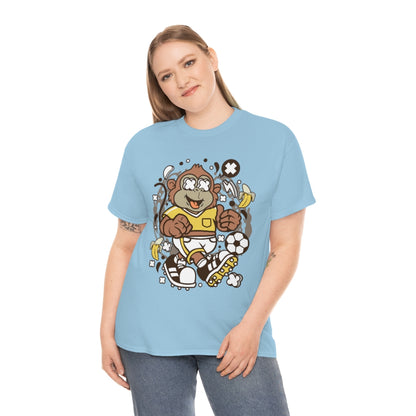 Cartoon Mad Monkey Soccer - Unisex Heavy Cotton Tee