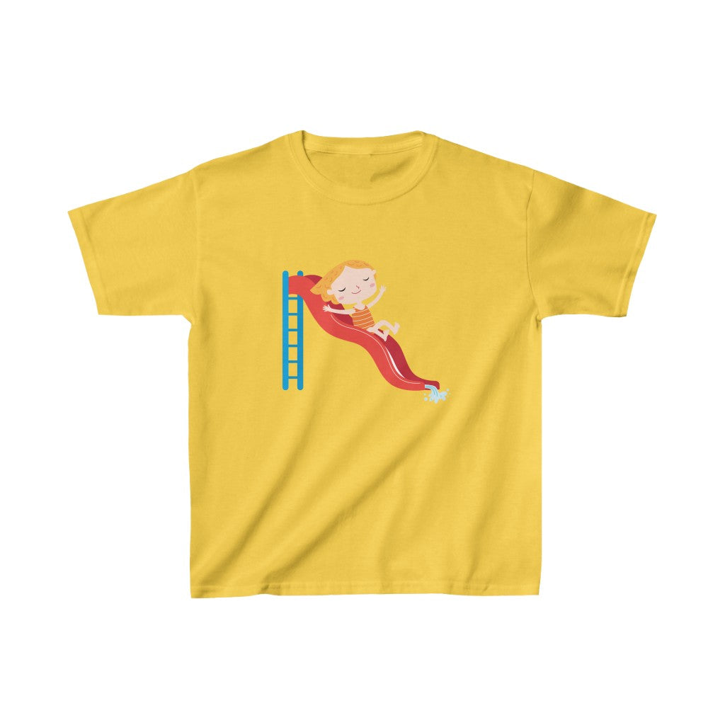 Cartoon Girl on Waterslide - Kids Heavy Cotton™ Tee