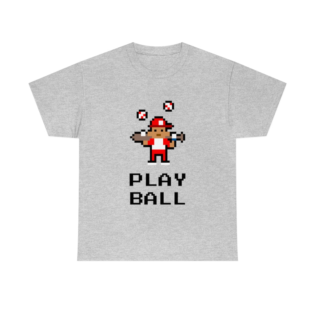 Baseball Retro 8-bit Play Ball - Unisex Cotton Tee