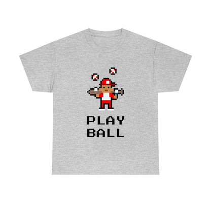 Baseball Retro 8-bit Play Ball - Unisex Cotton Tee