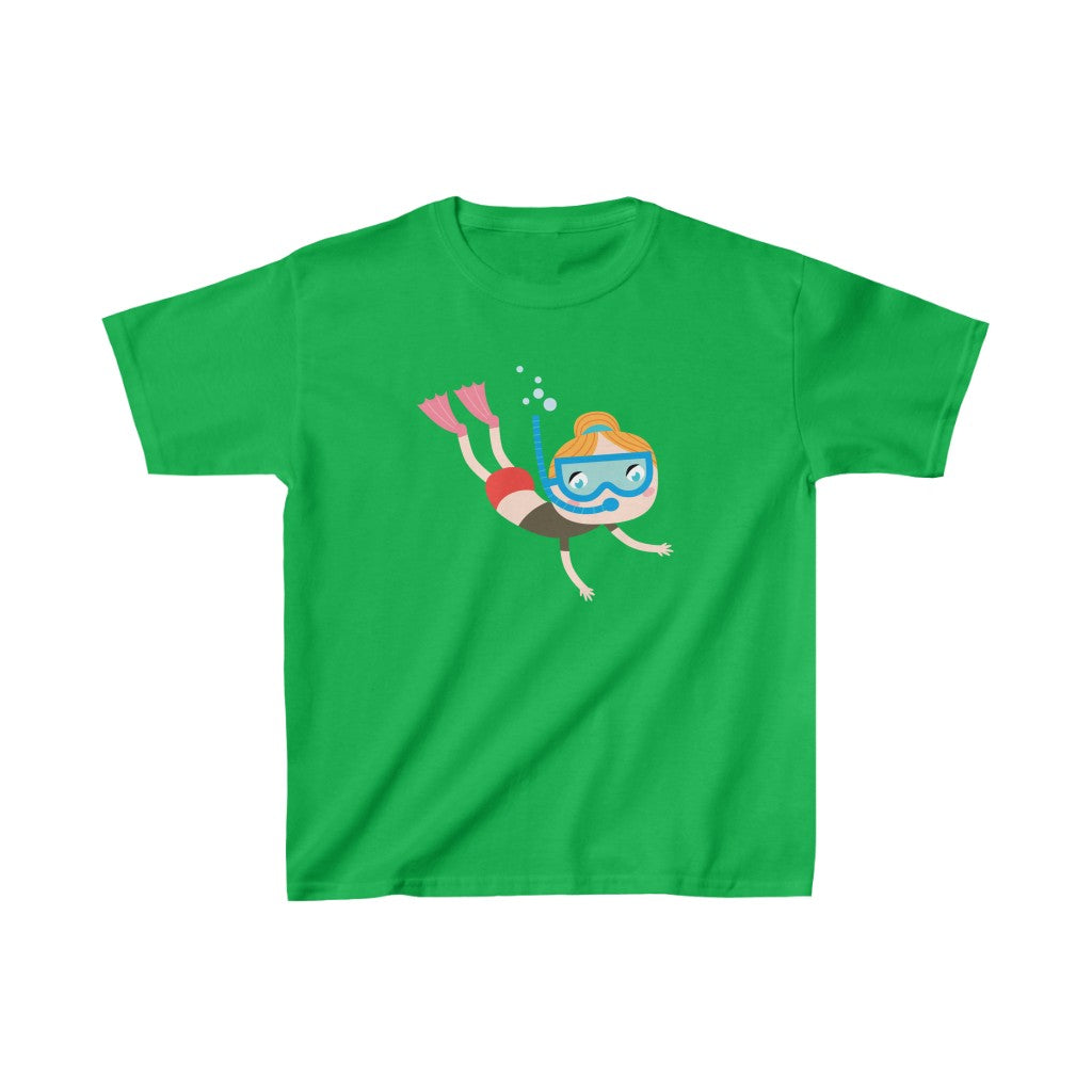 Cartoon Kid Snorkelling - Kids Heavy Cotton™ Tee