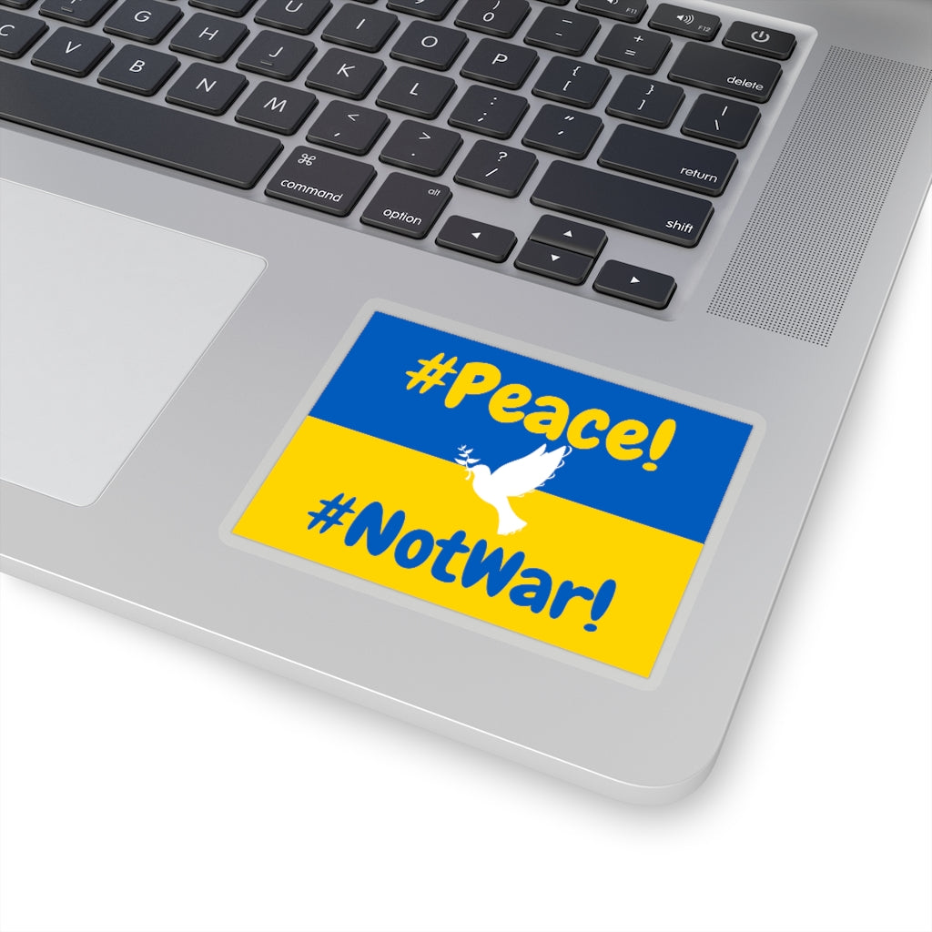 Peace Not War with Dove of Peace - Ukraine Flag - Kiss-Cut Stickers