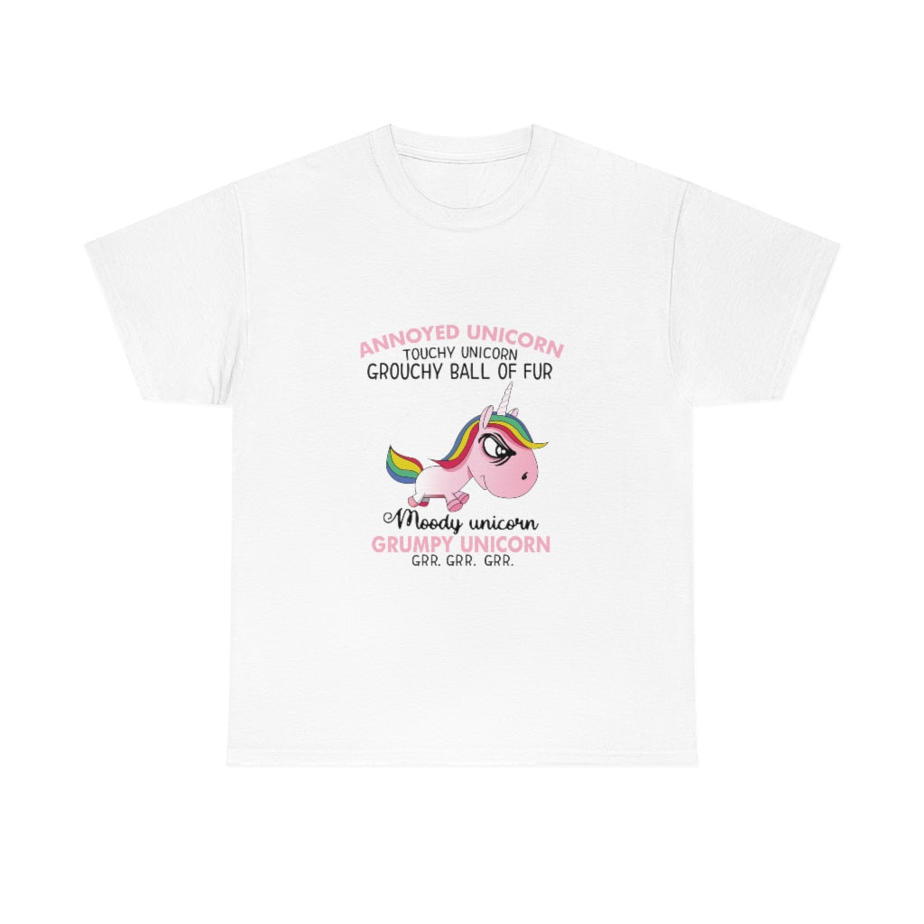 Grumpy Unicorn grr grr grr- Unisex Heavy Cotton Tee