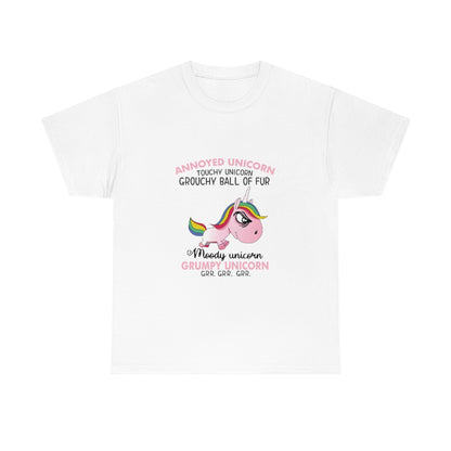 Grumpy Unicorn grr grr grr- Unisex Heavy Cotton Tee