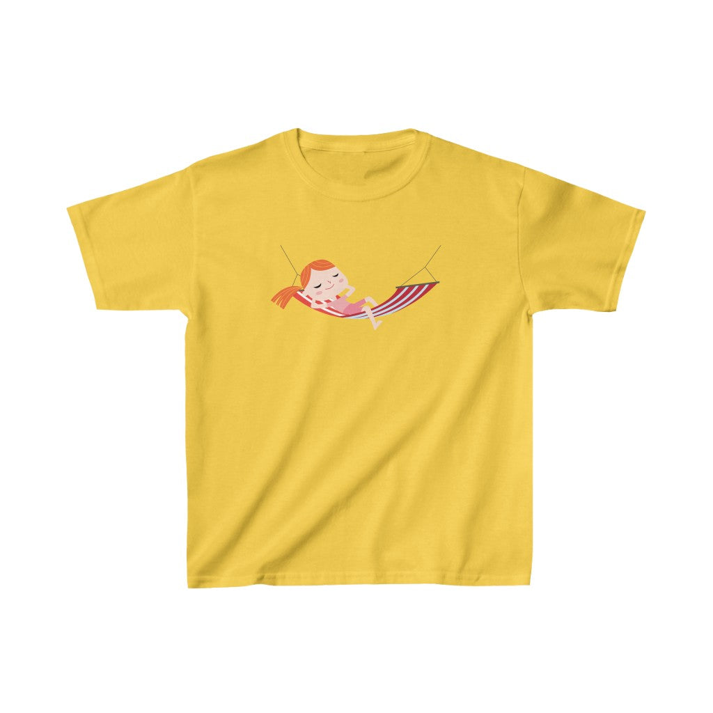 Cartoon Girl in Hammock - Kids Heavy Cotton™ Tee