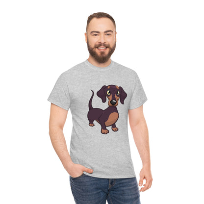 Cartoon Dog Puppy - Daschund - Unisex Heavy Cotton Tee