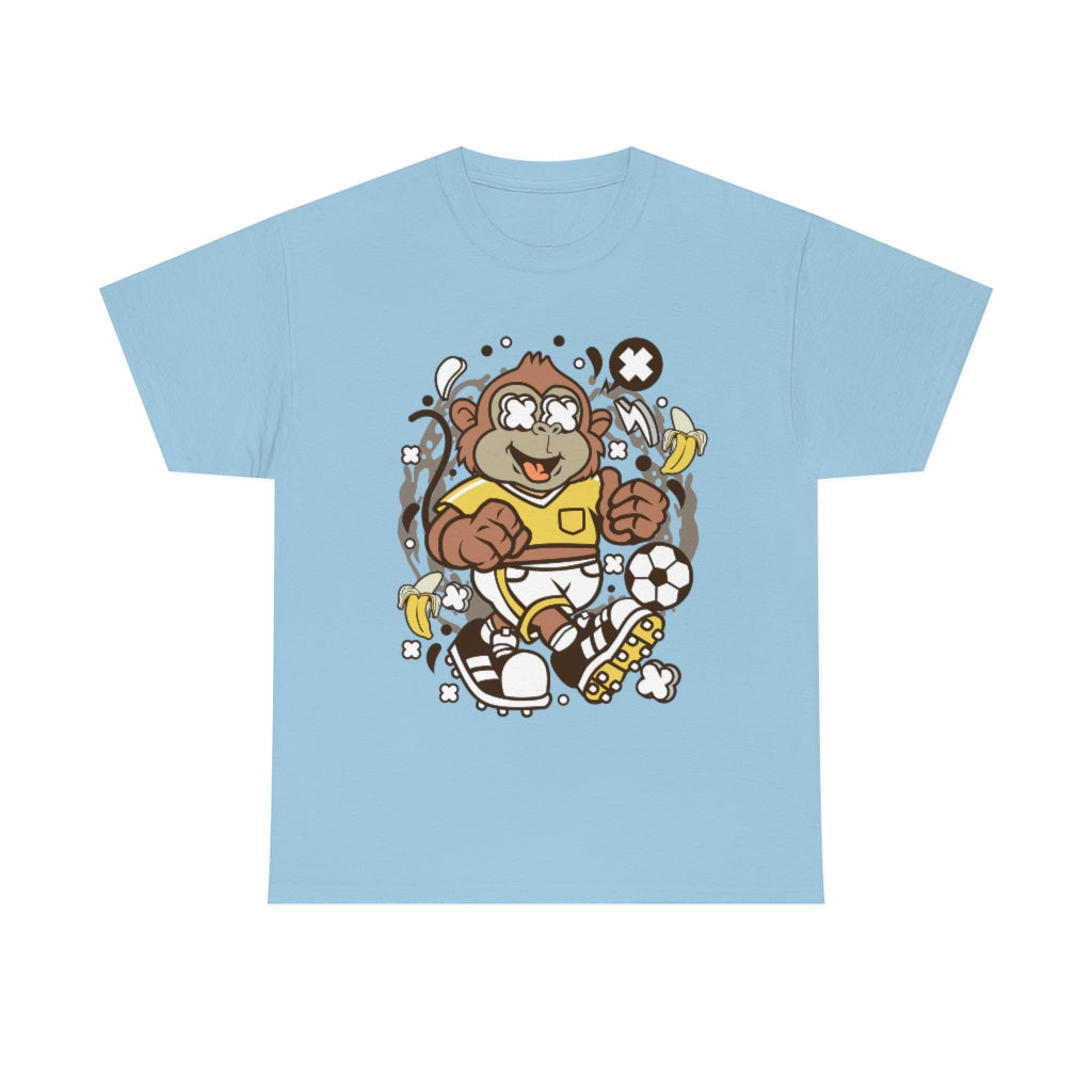 Cartoon Mad Monkey Soccer - Unisex Heavy Cotton Tee