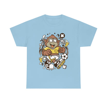 Cartoon Mad Monkey Soccer - Unisex Heavy Cotton Tee