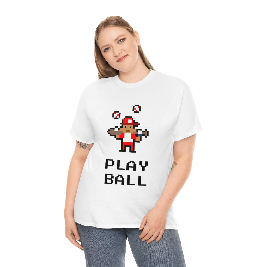 Baseball Retro 8-bit Play Ball - Unisex Cotton Tee