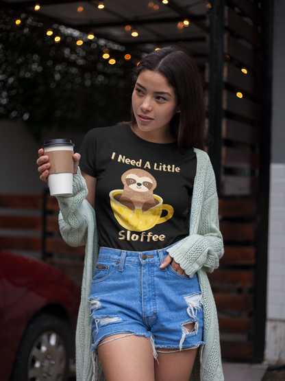 I Need A Little Sloffee - Sloth in Coffee - Unisex Heavy Cotton Tee